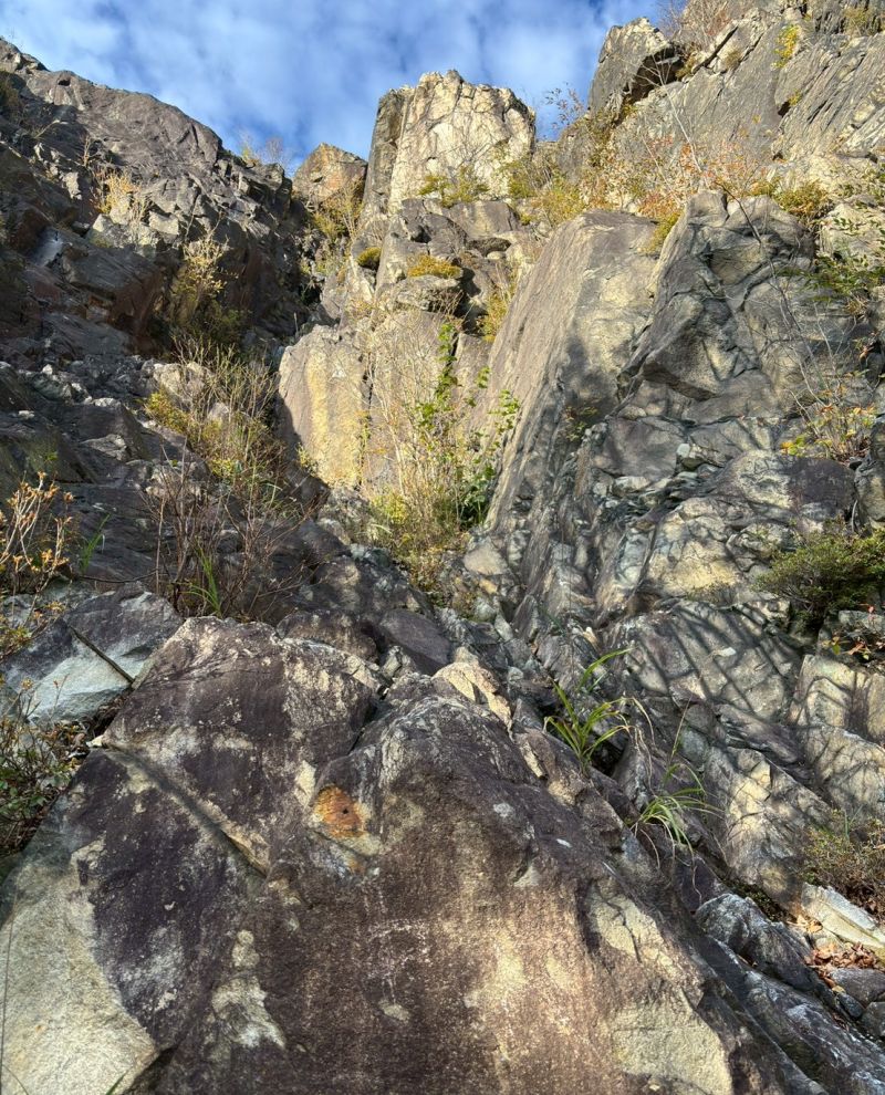 中央ルンゼ取付き